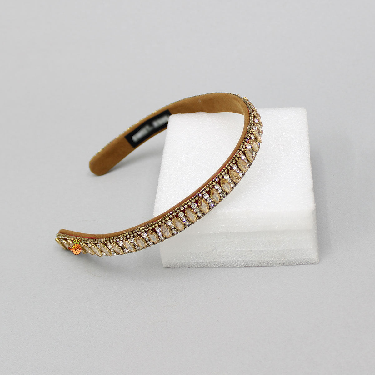 Artificial Stones And Cut Dana Embroidered Brown Hairband