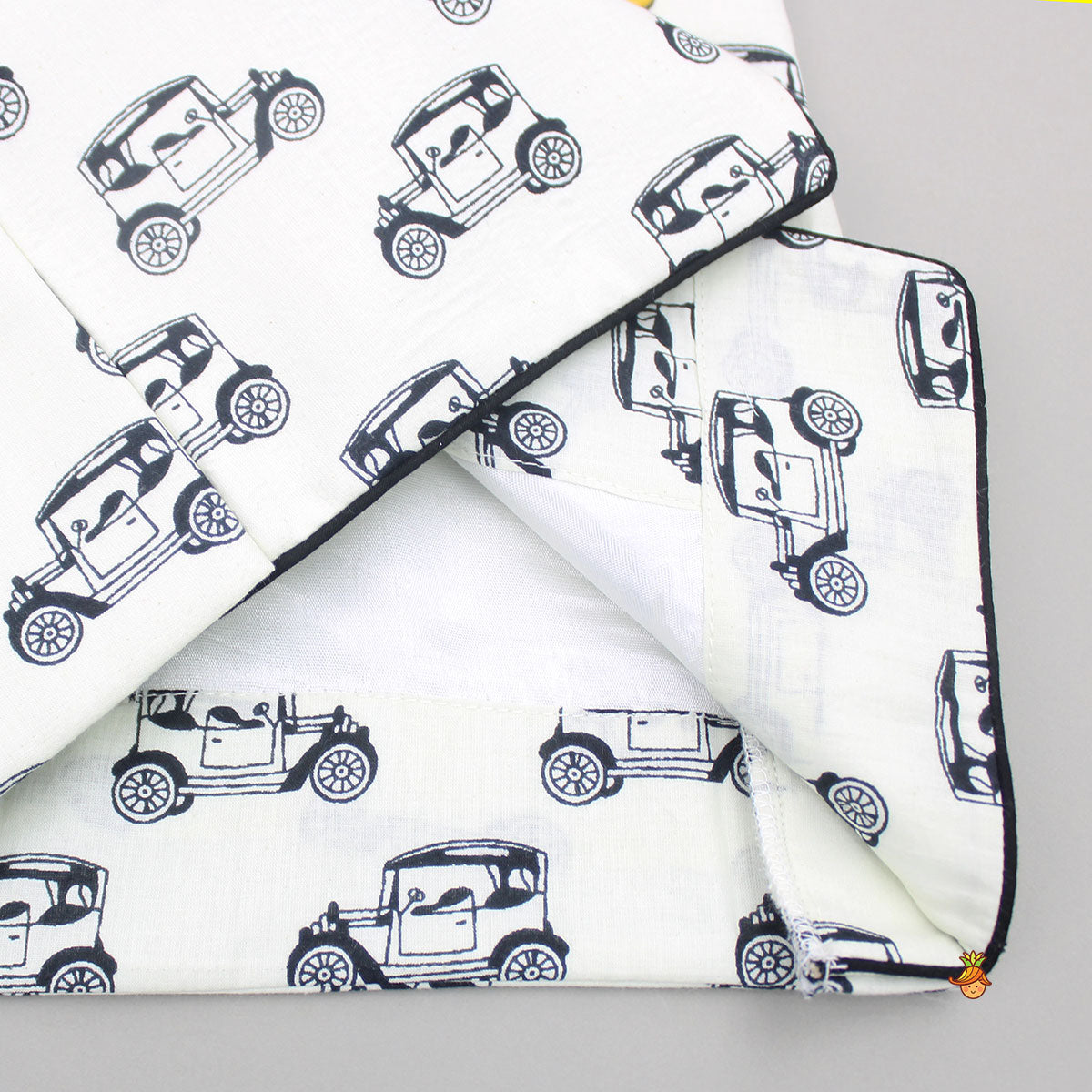 Vehicle Printed Kurta With Jacket And Pyjama