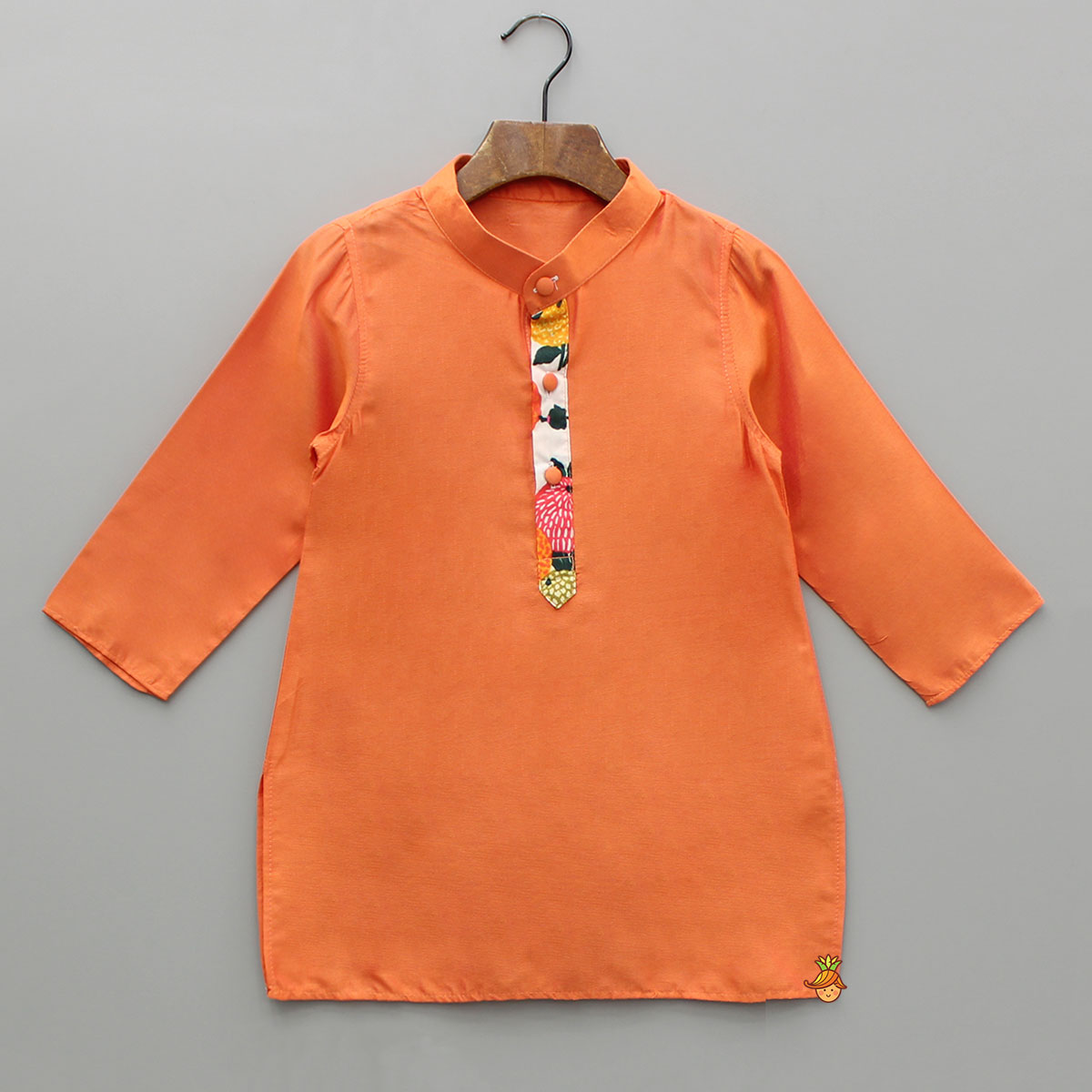 Orange Kurta And Multicolour Jacket With Pyjama