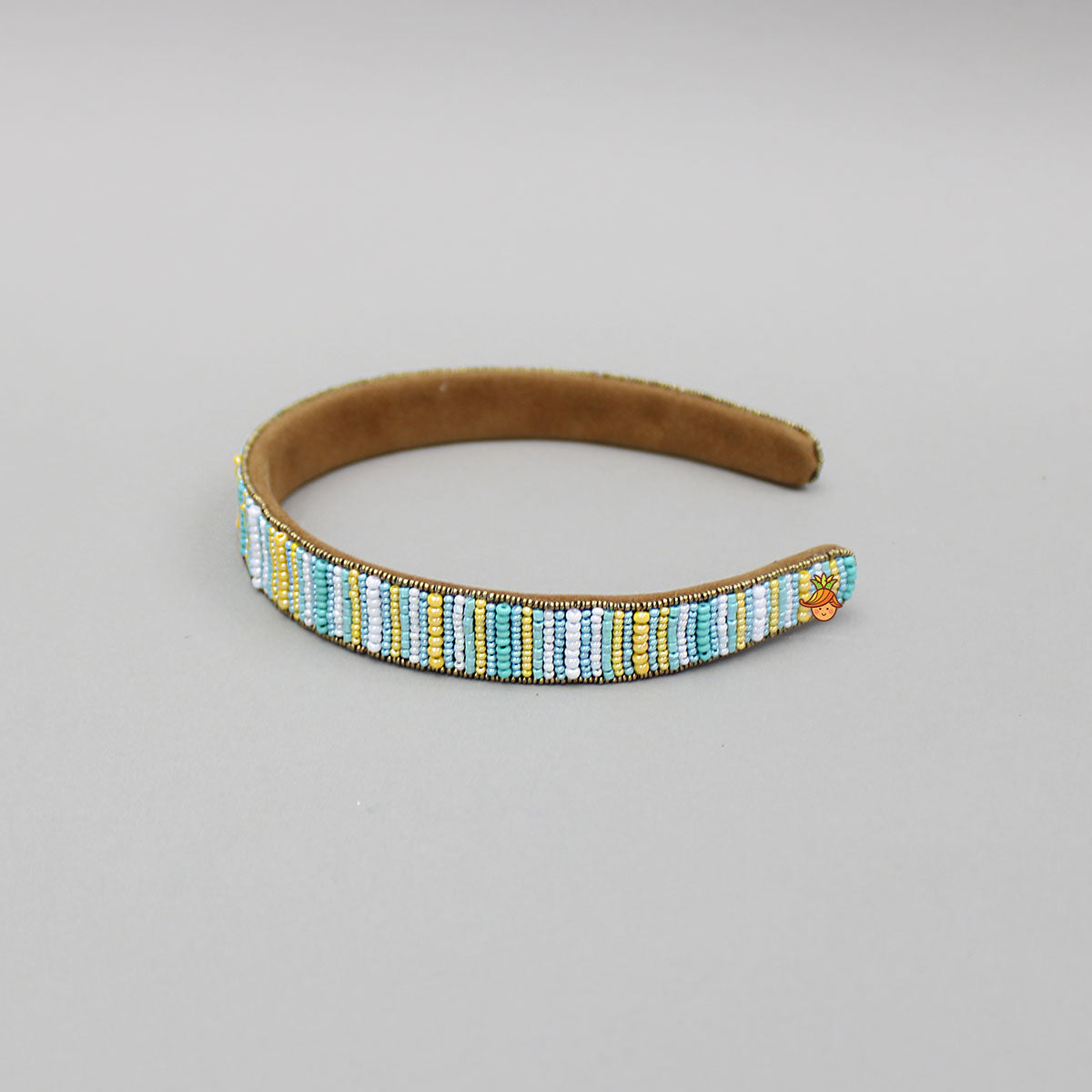 Multicoloured Bead Embellished Brown Hairband