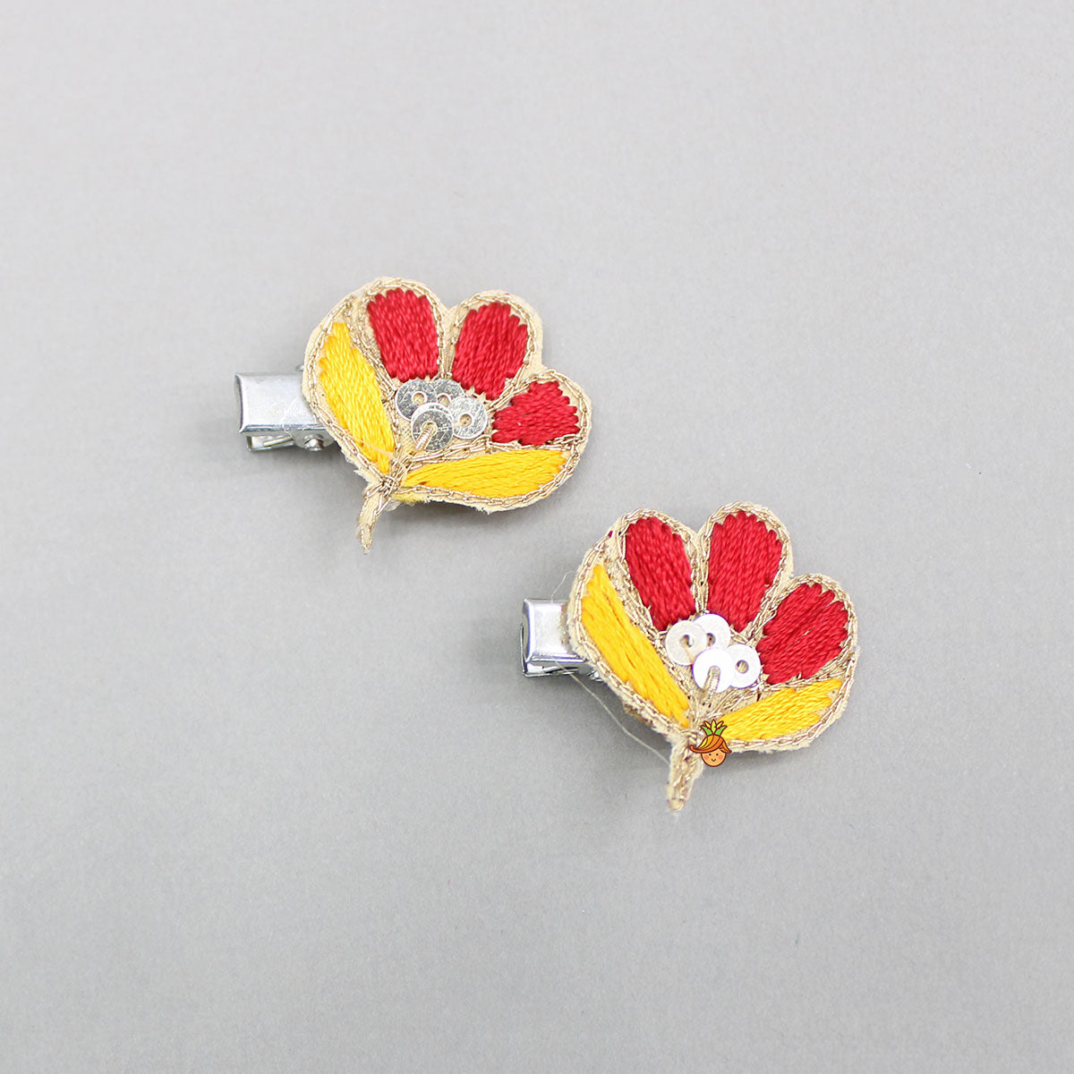 Floral And Embroidered Studded Hairclips