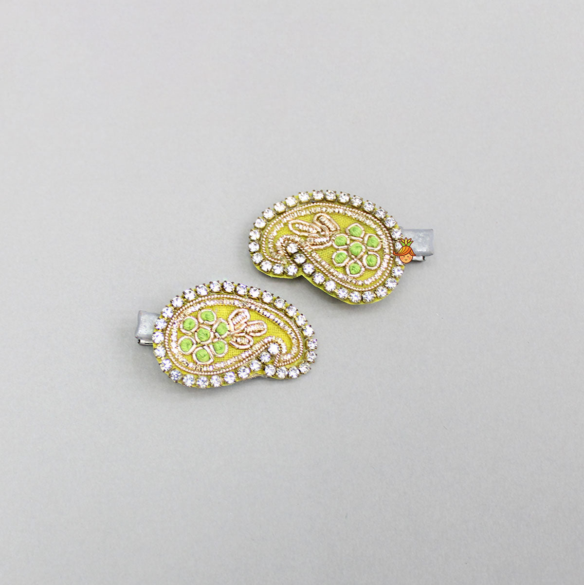 Floral And Embroidered Studded Hairclips