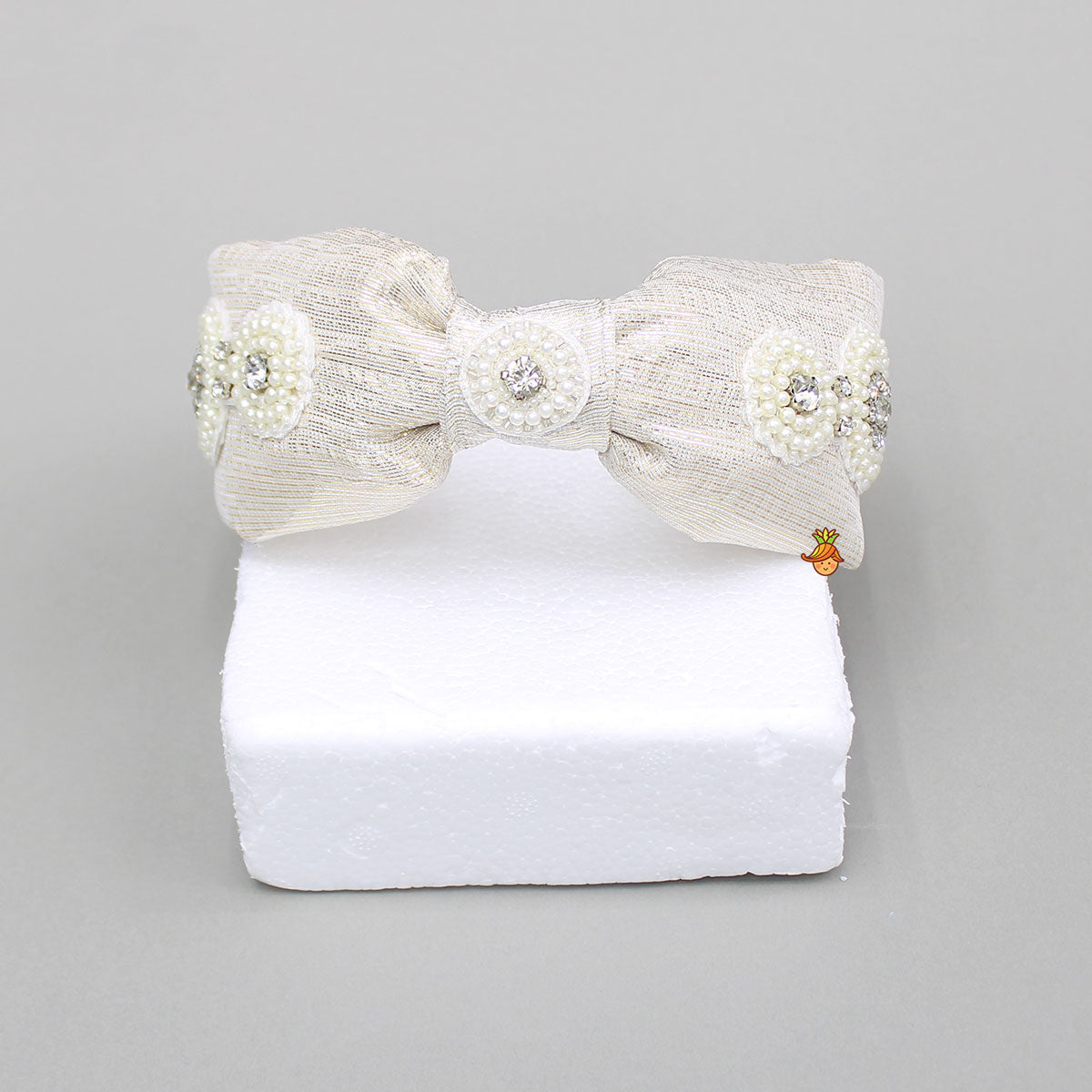 Off White Pearls and Artificial Stones Embellished Hairband