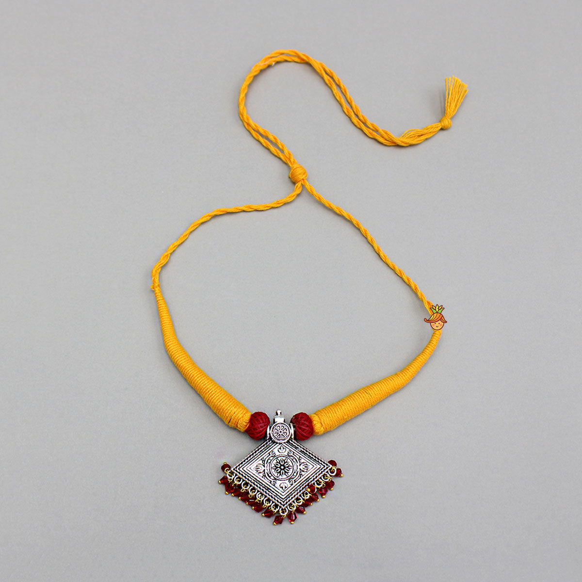 Yellow Necklace With Beautiful Embellished Pendant