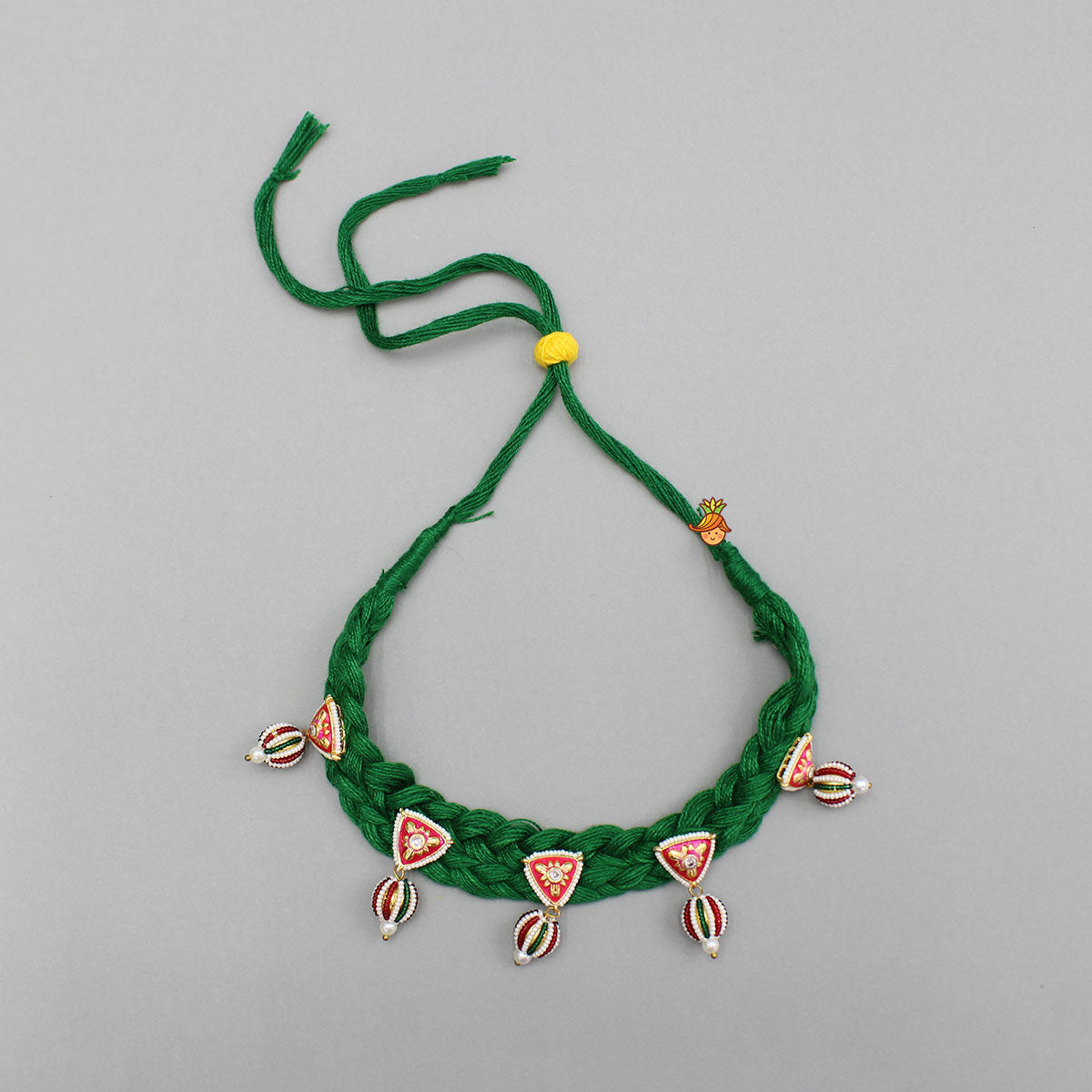 Beautiful Green Embellished Choker Necklace And Earrings