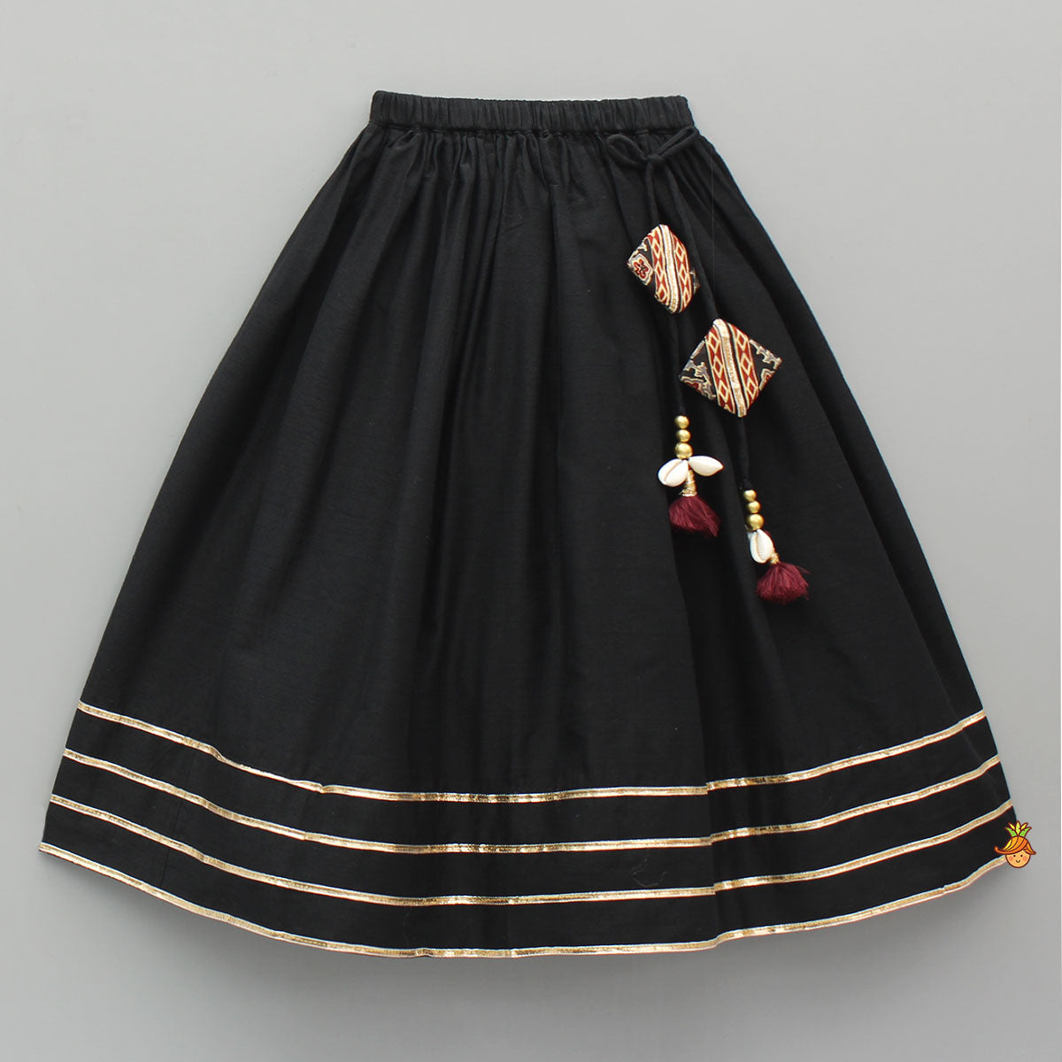 Printed Sequin Embellished Halter Neck Top With Gota Work Lehenga