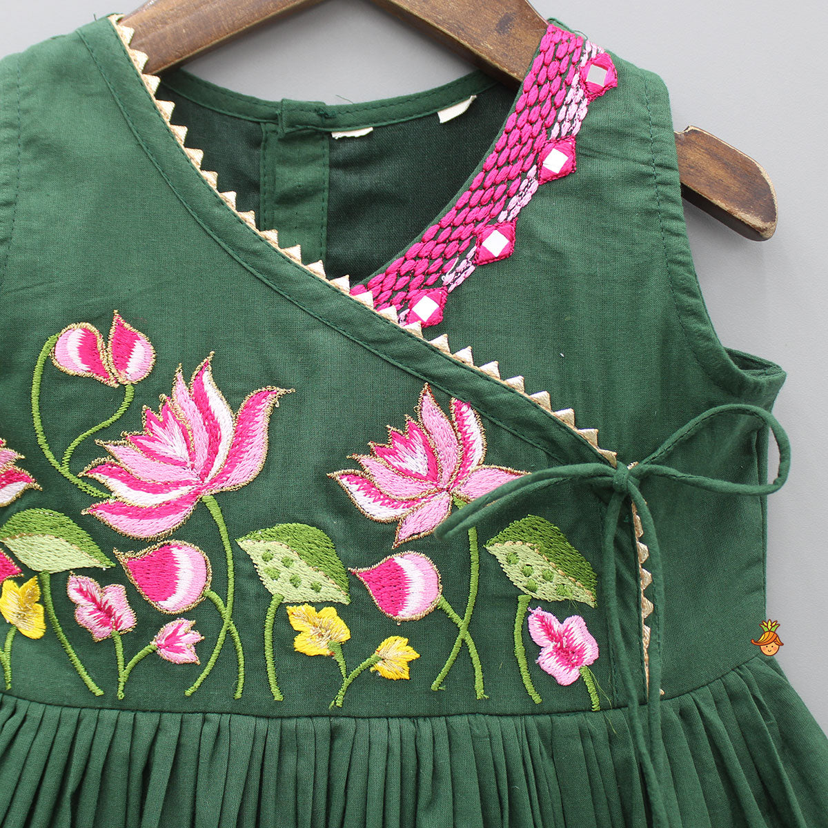 Green Multicolour Floral Embroidered Kurti