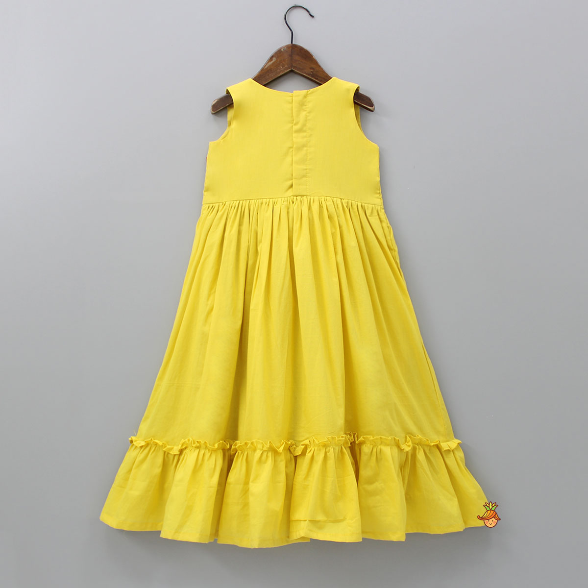 Beads Embroidered Ruffled Hem Yellow Kurti