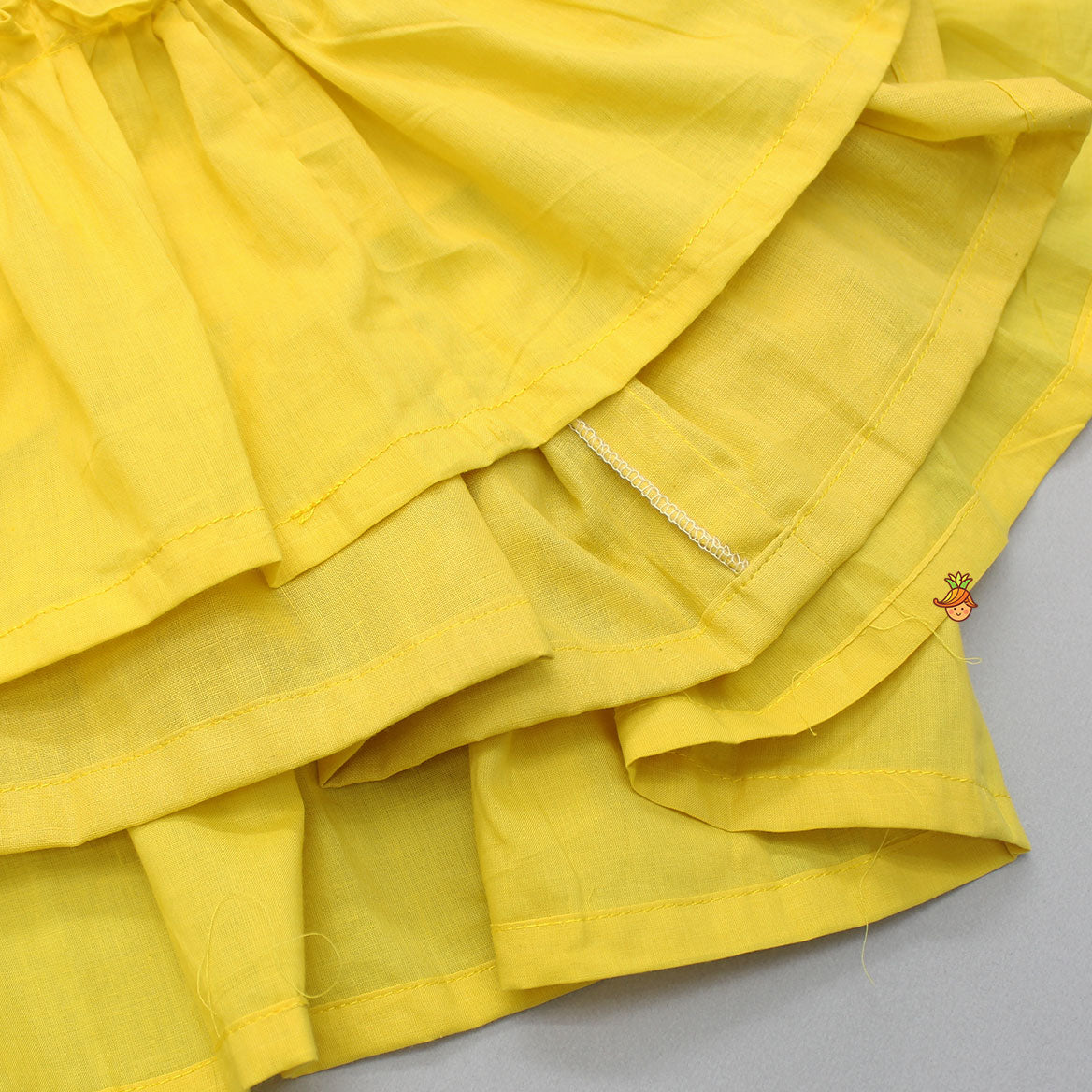 Beads Embroidered Ruffled Hem Yellow Kurti