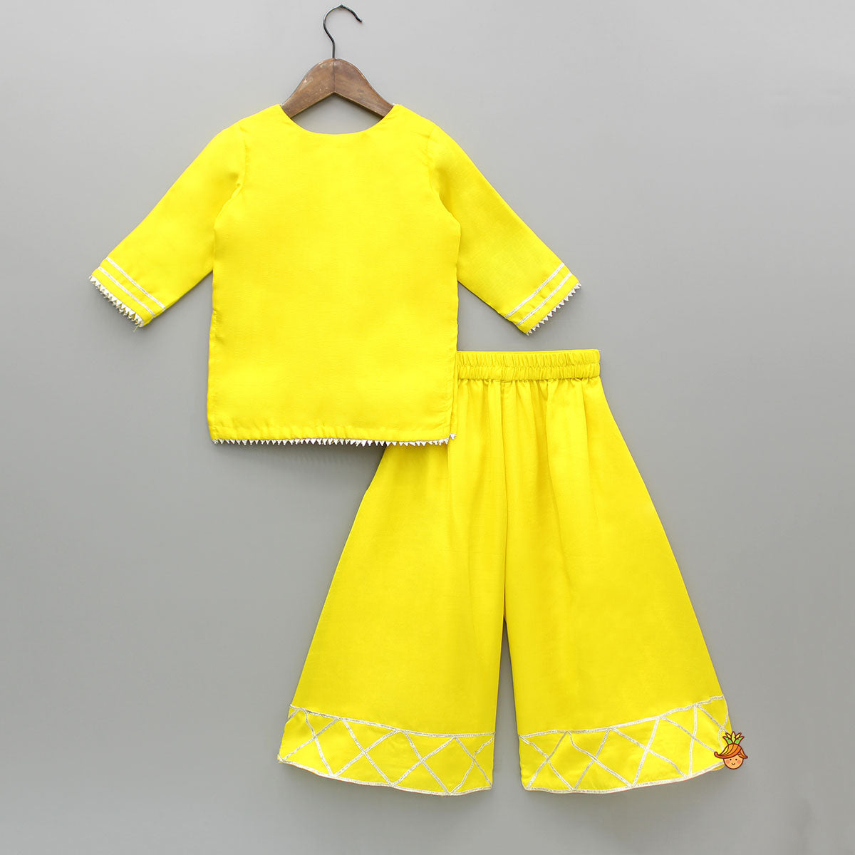 Yellow Gota Work Kurti With Palazzo And Dupatta