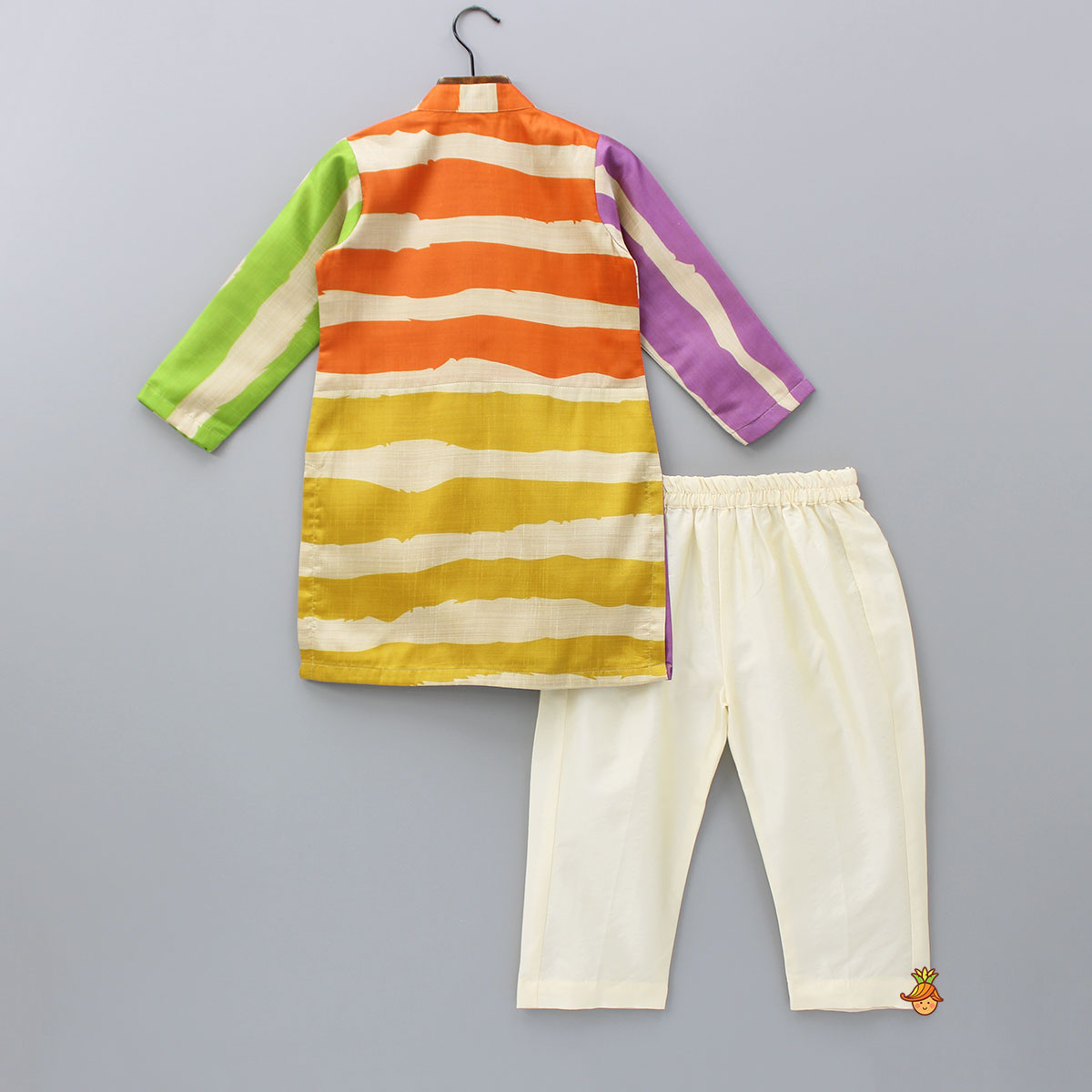 Multicoloured Striped Kurta And Pyjama