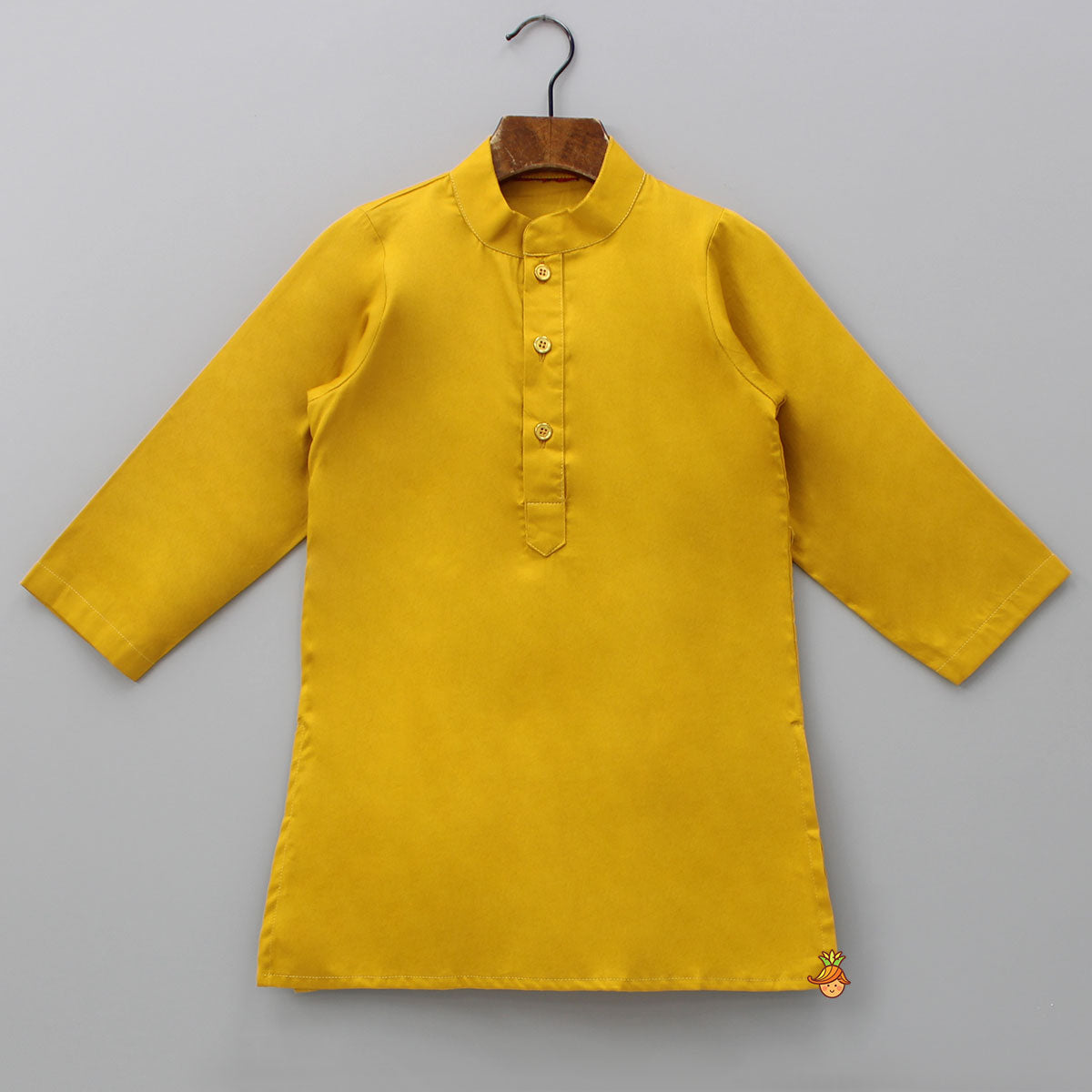 Mustard Kurta With Floral Printed Jacket And Pyjama