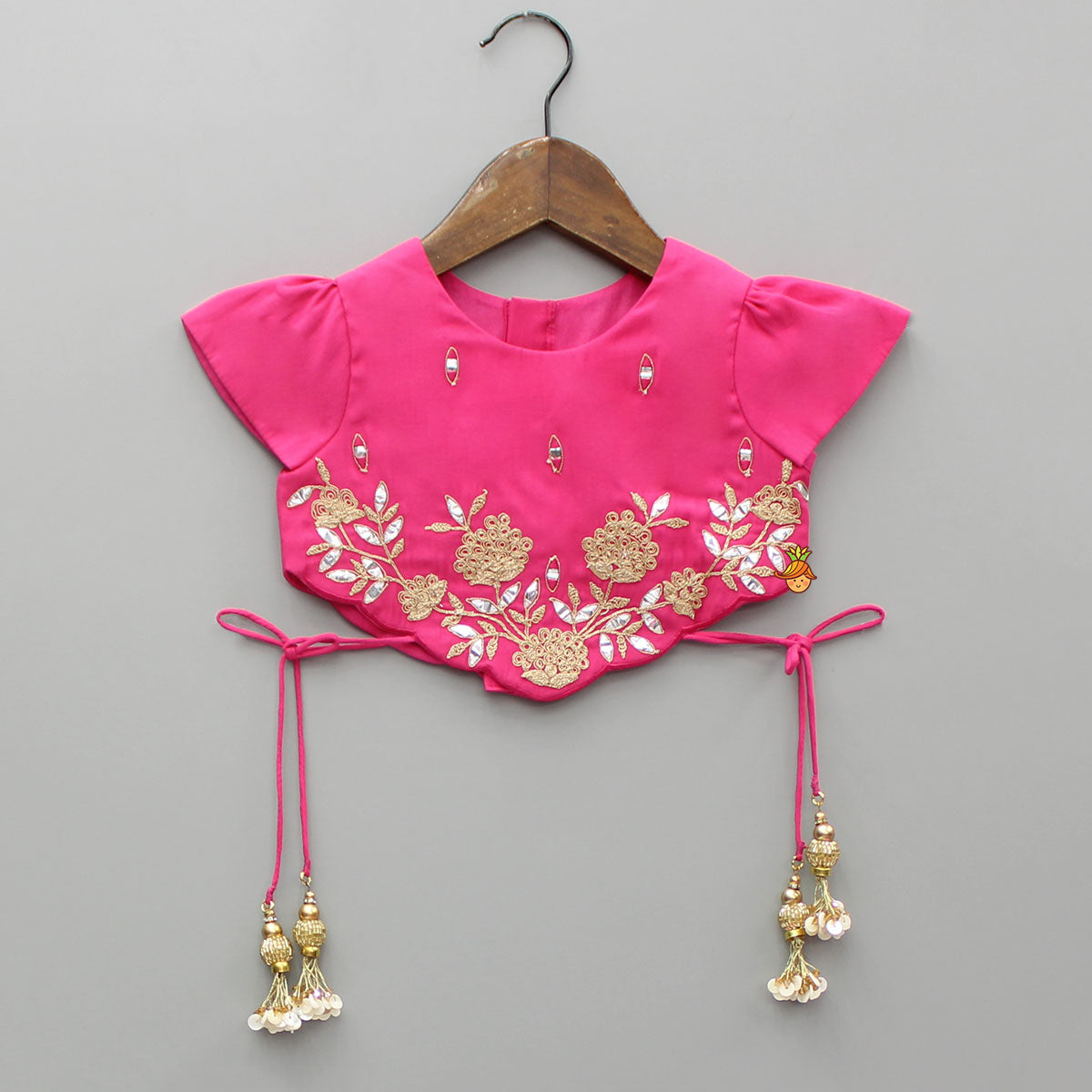 Pink Embroidered And Embellished Top With Lehenga