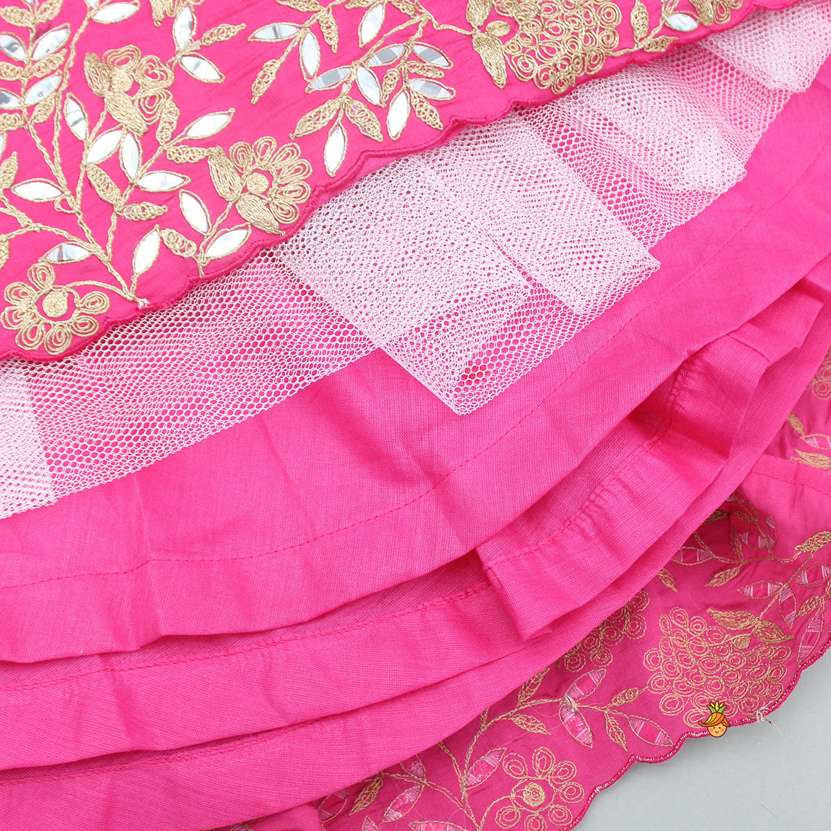 Pink Embroidered And Embellished Top With Lehenga