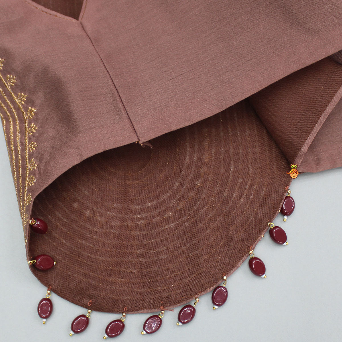 Embroidered Brown Top And Lehenga