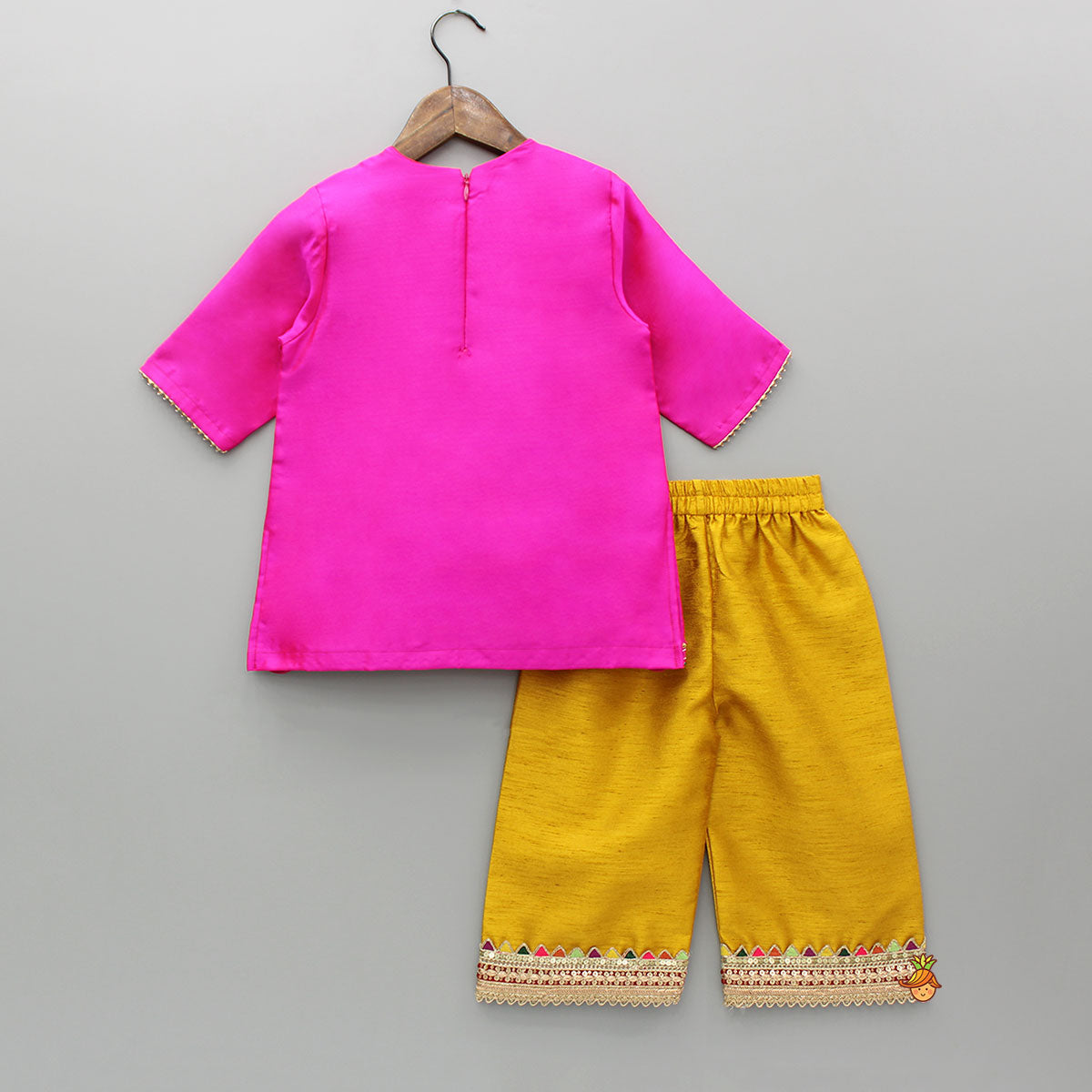 Pink Embroidered Kurti With Pant And Dupatta