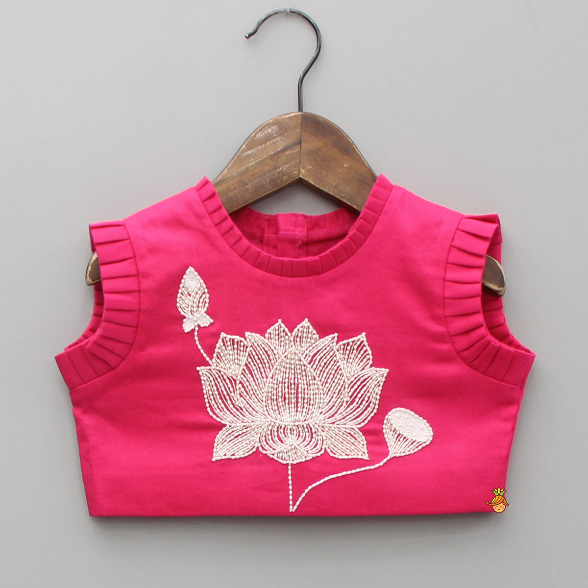 Lotus Embroidered Pink Top With Lehenga