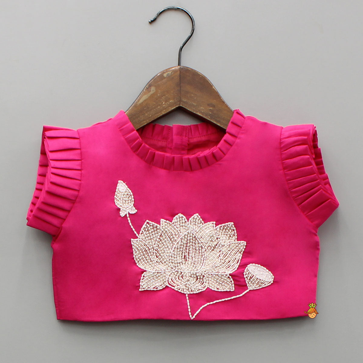 Lotus Embroidered Pink Top With Lehenga