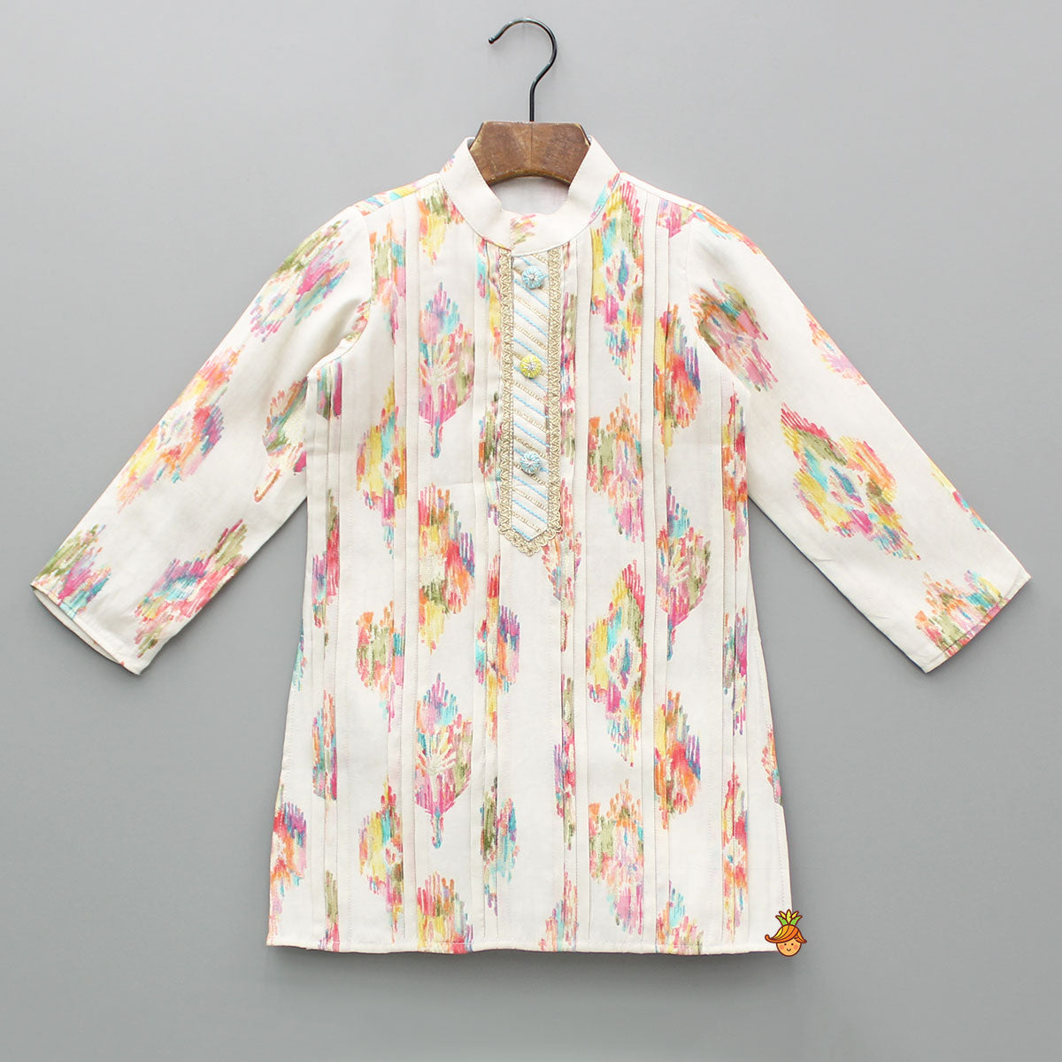 Printed Multicolour Pleated Kurta And Pyjama