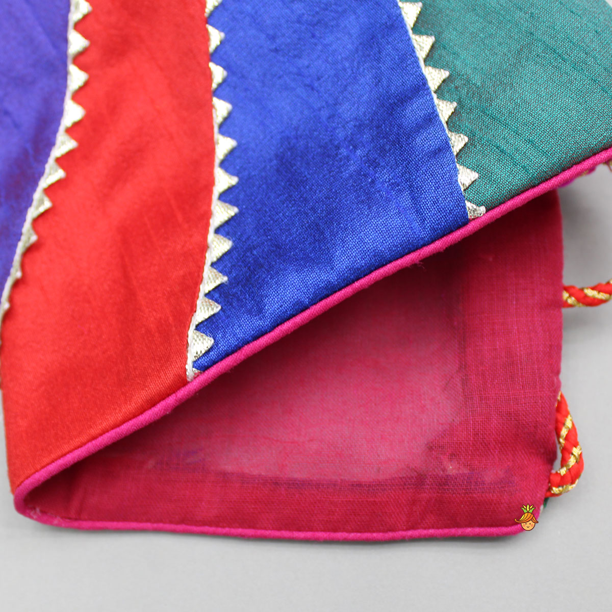 Multicoloured Colour Blocked Top With Lehenga And Dupatta