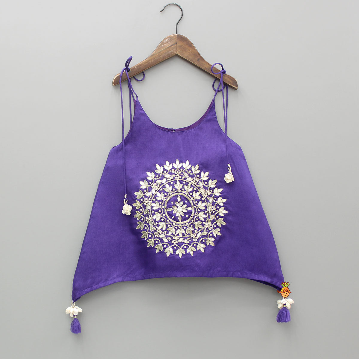 Purple Gota Work Embroidered Stylish Flared Top With Palazzo