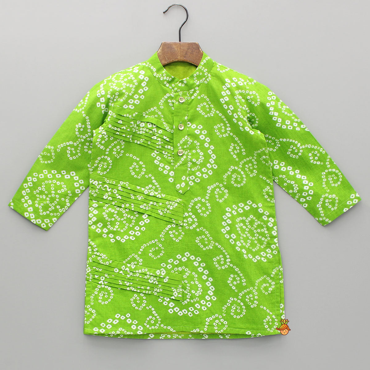 Bandhani Printed Green Kurta With Pyjama