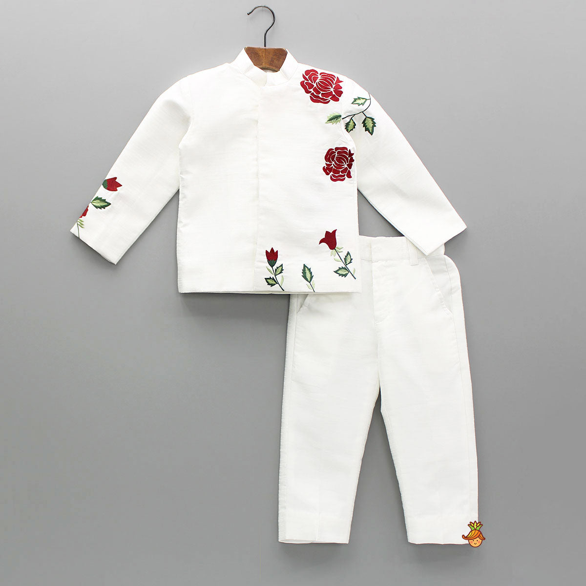 Embroidered White Sherwani With Pant