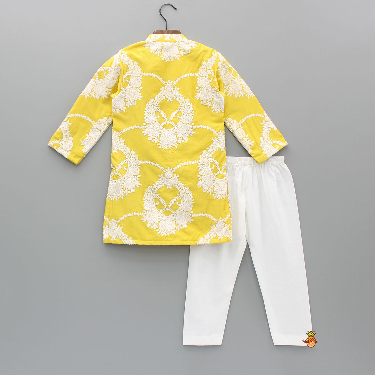 Yellow Embroidered Kurta With Pyjama