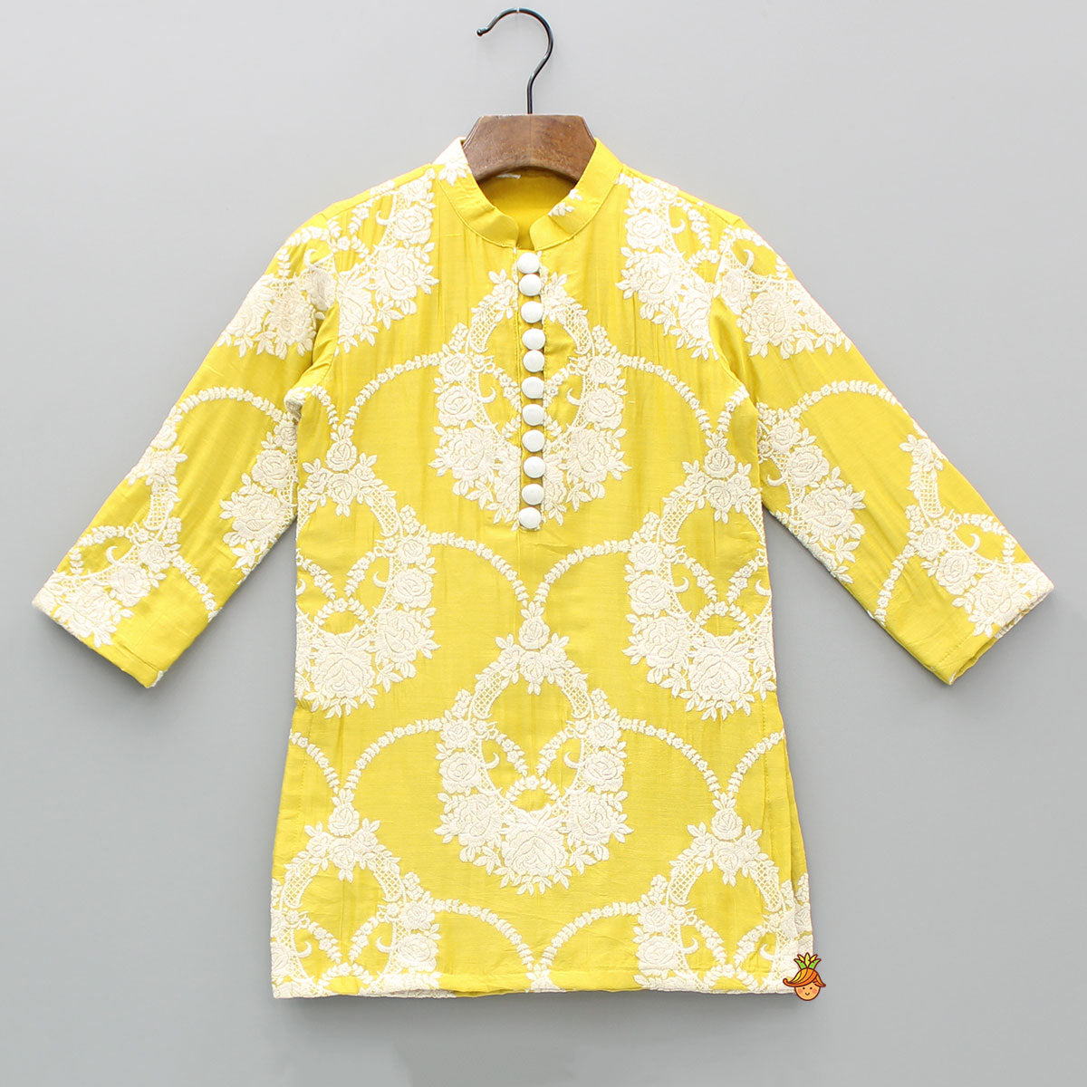 Mustard Embroidered Kurta With Pyjama