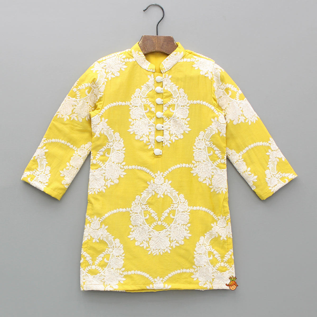 Yellow Embroidered Kurta With Pyjama