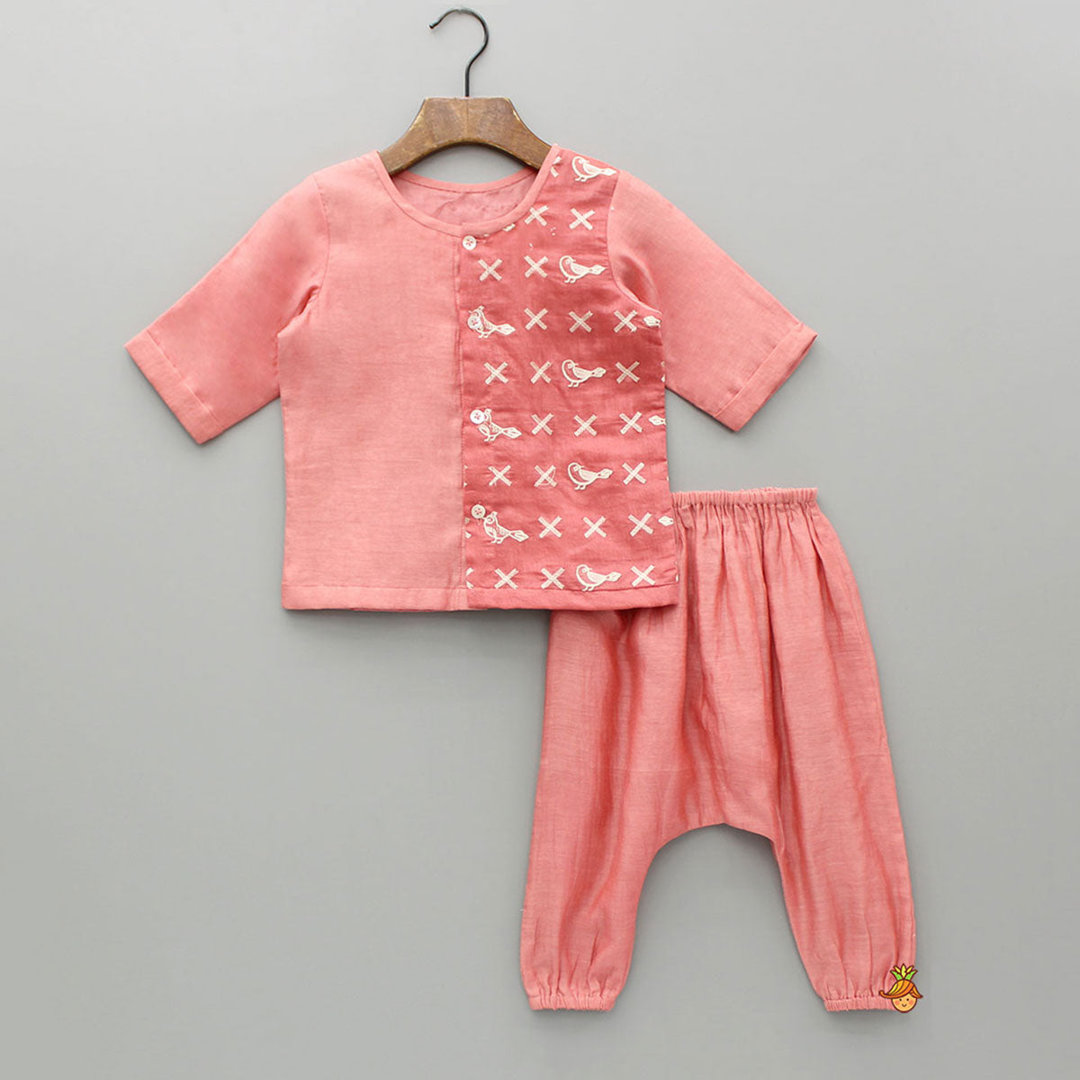 Bird Embroidered Top And Pyjama