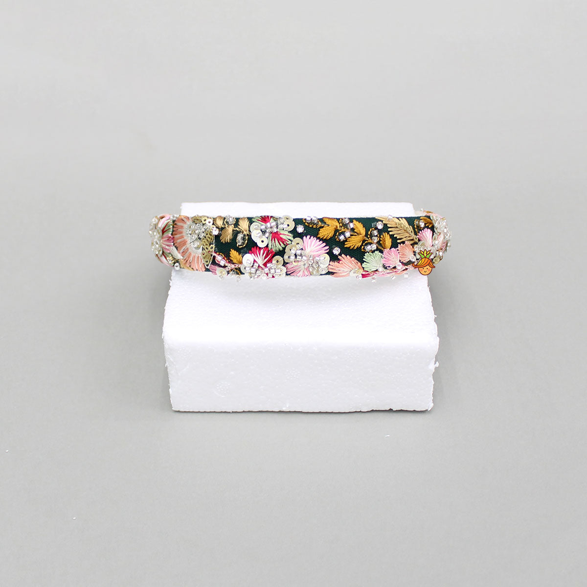 Thread And Cutdana Embroidered Multicolour Hairband