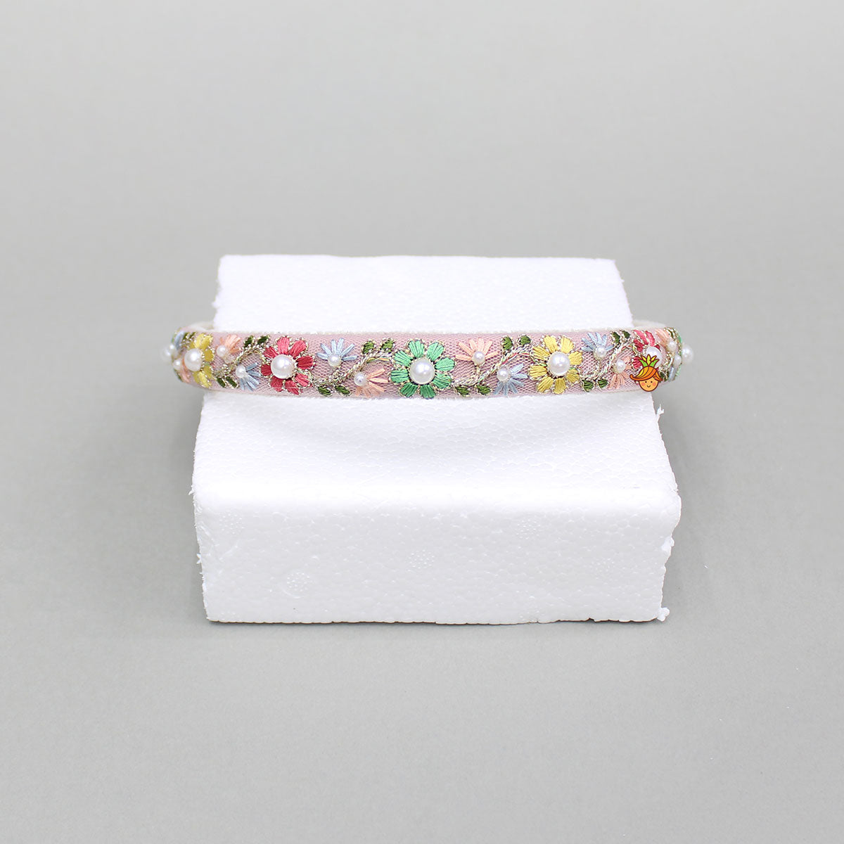 Thread Embroidered Peach Hairband