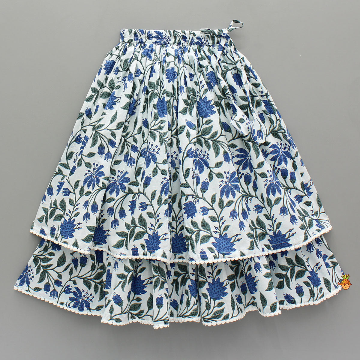 Floral Printed Top And Layered Lehenga