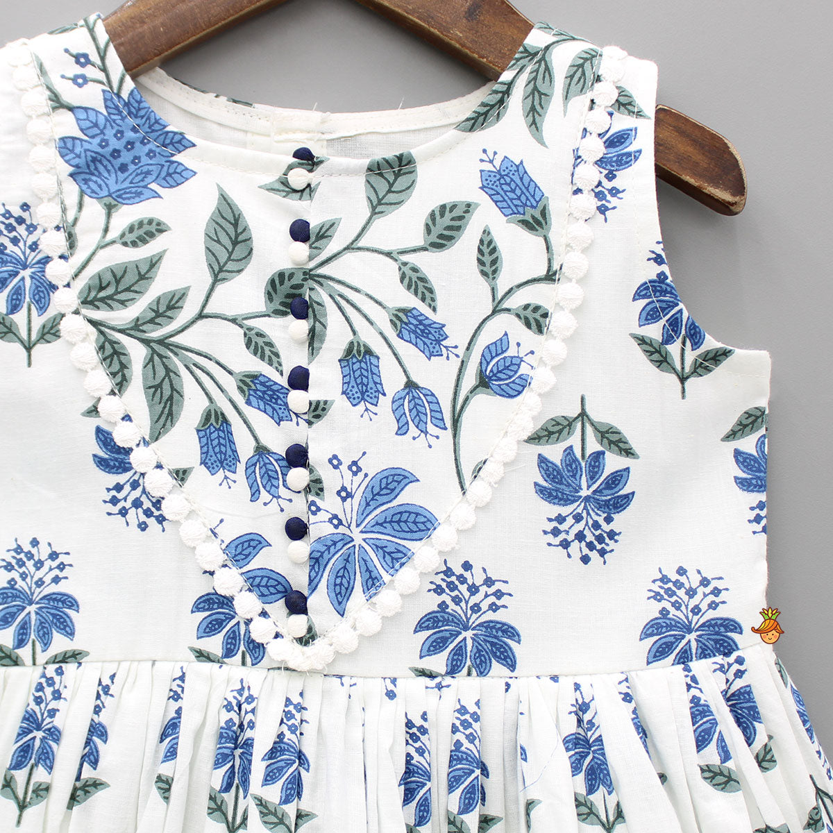 Floral Printed Blue Flared Kurti