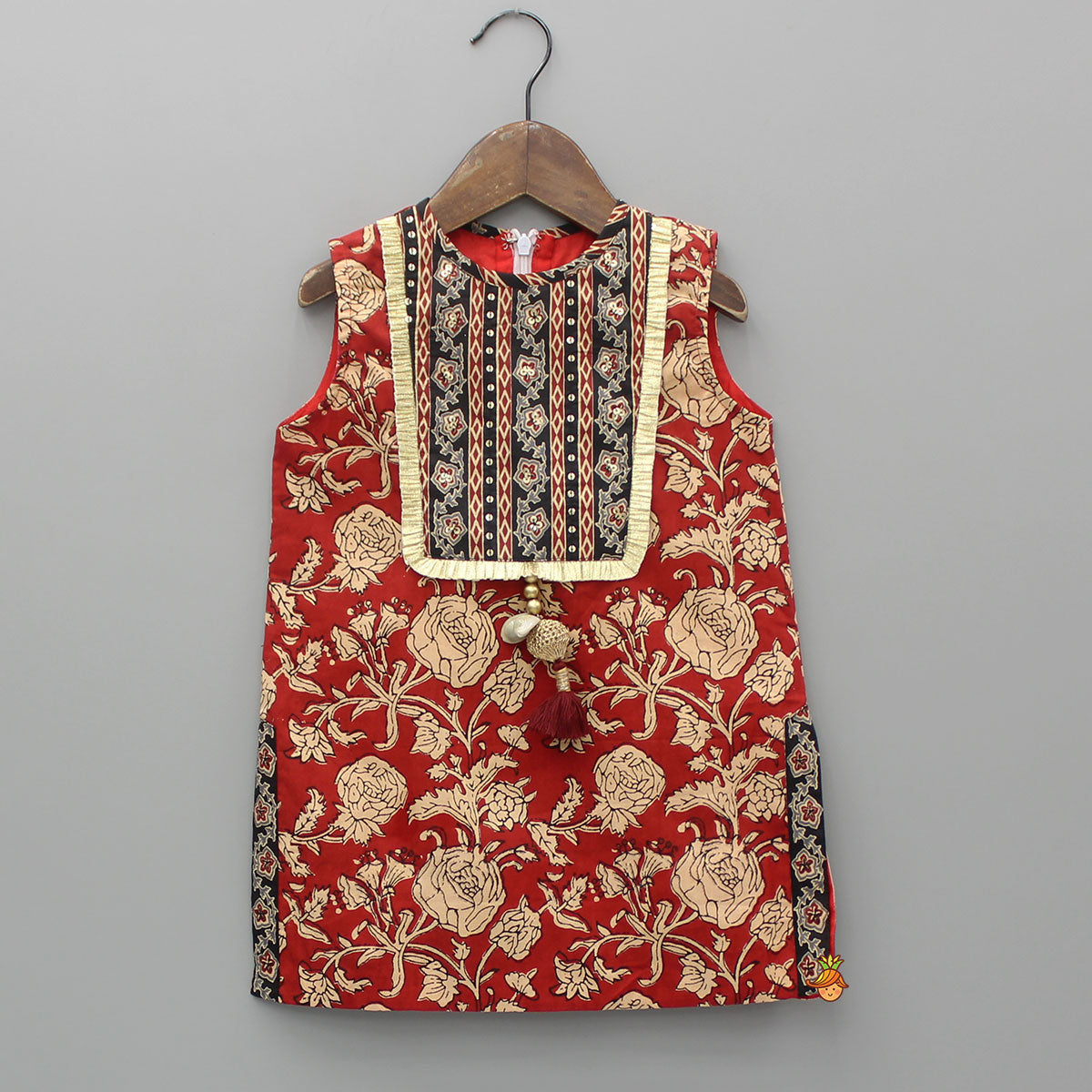 Floral Printed Kurti With Tiered Style Sharara And Dupatta