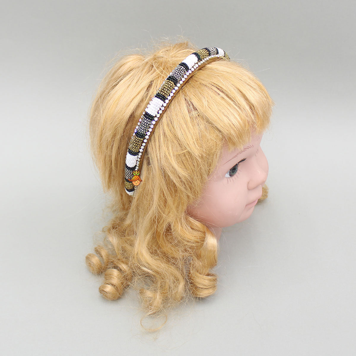 Bead Adorned Studded Brown Hairband