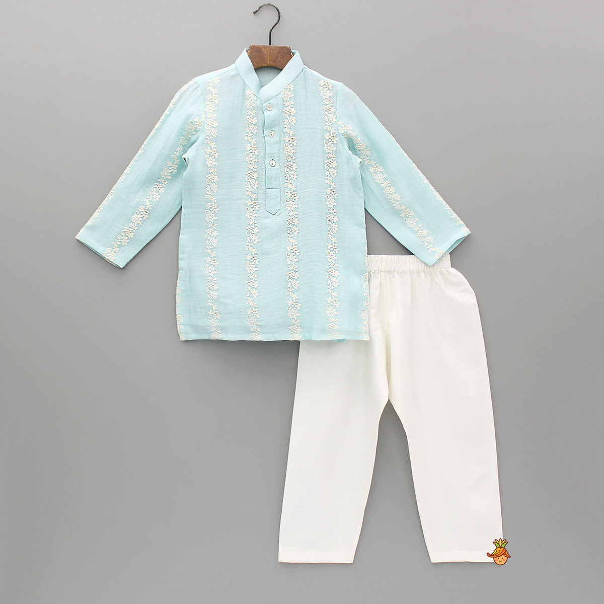 Blue Embroidered Kurta With Pyjama