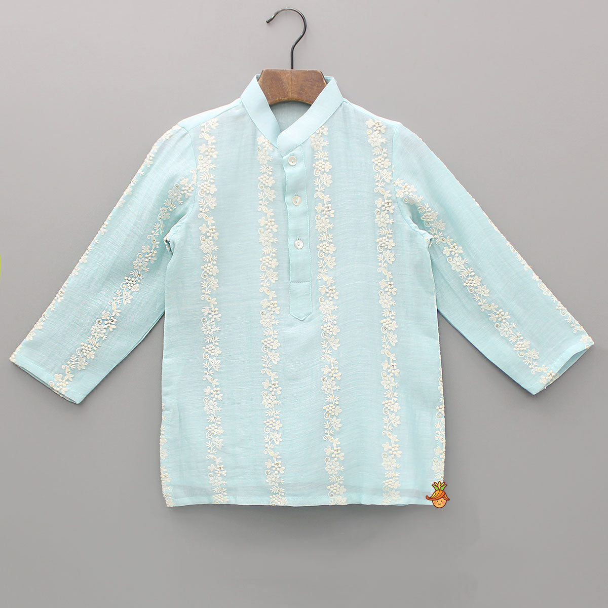 Blue Embroidered Kurta With Pyjama