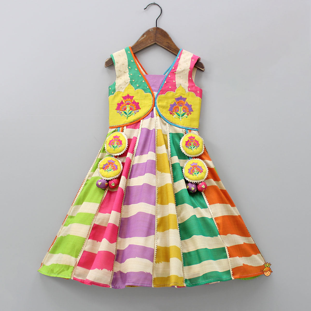 Multicolour Flared Kurti And Matching Hairband