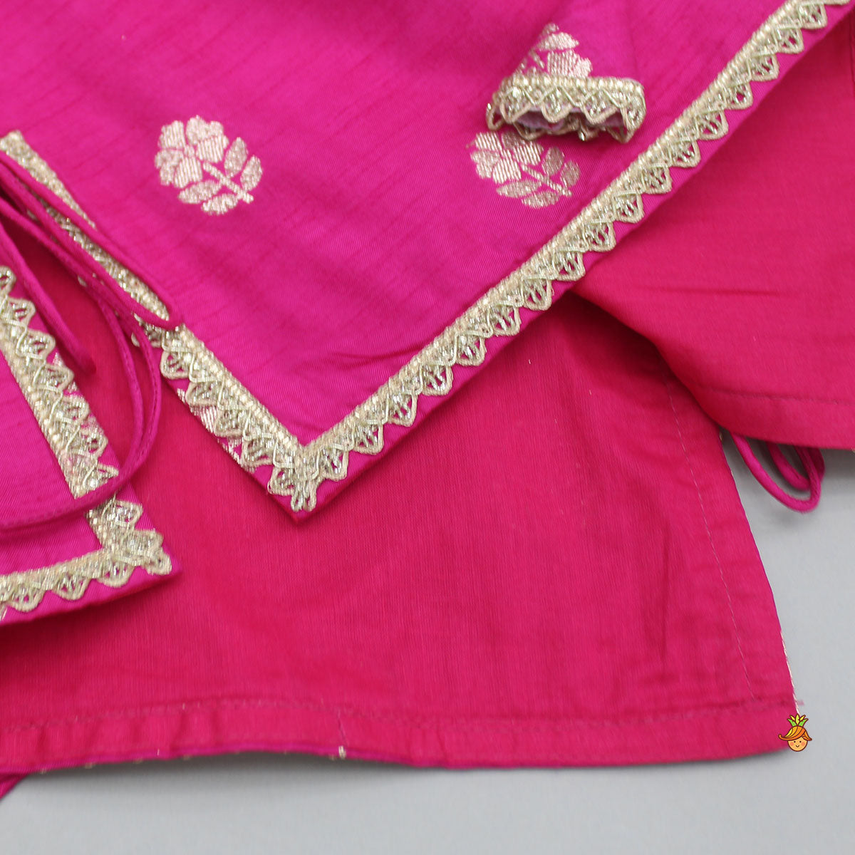 Embroidered Pink Kurti With Sharara And Dupatta