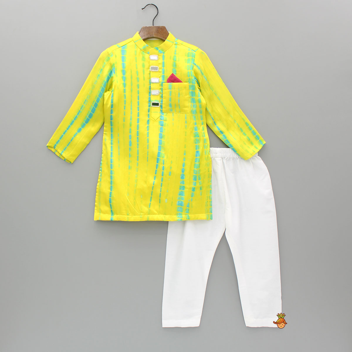 Yellow Printed Embellished Kurta With Pyjama