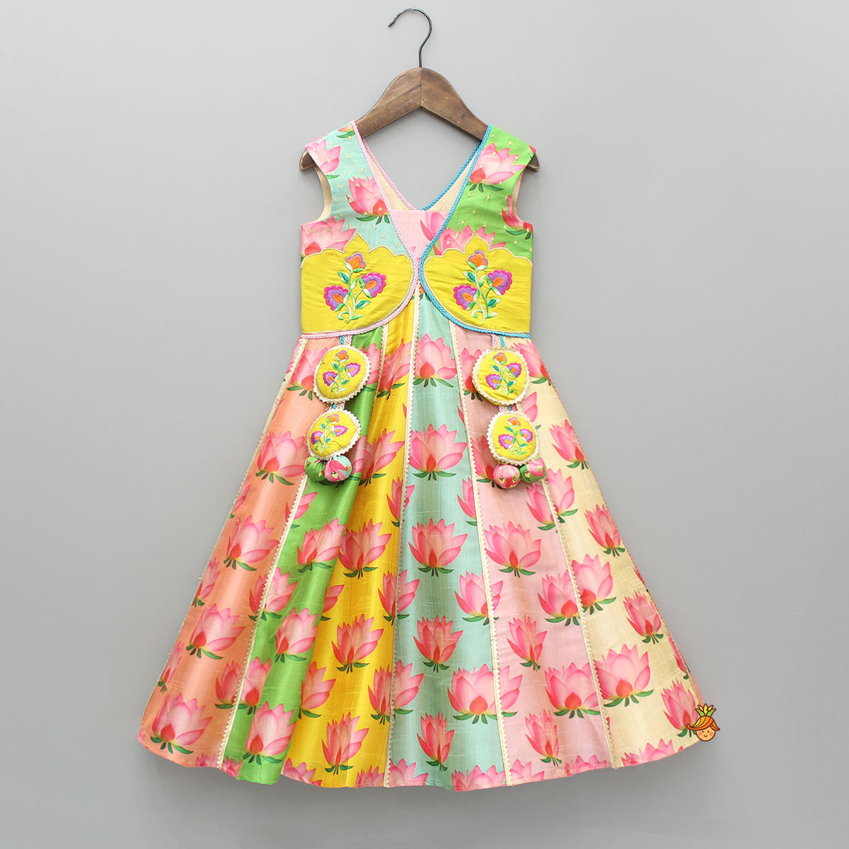 Floral Multicoloured Flared Kurti With Matching Hairband