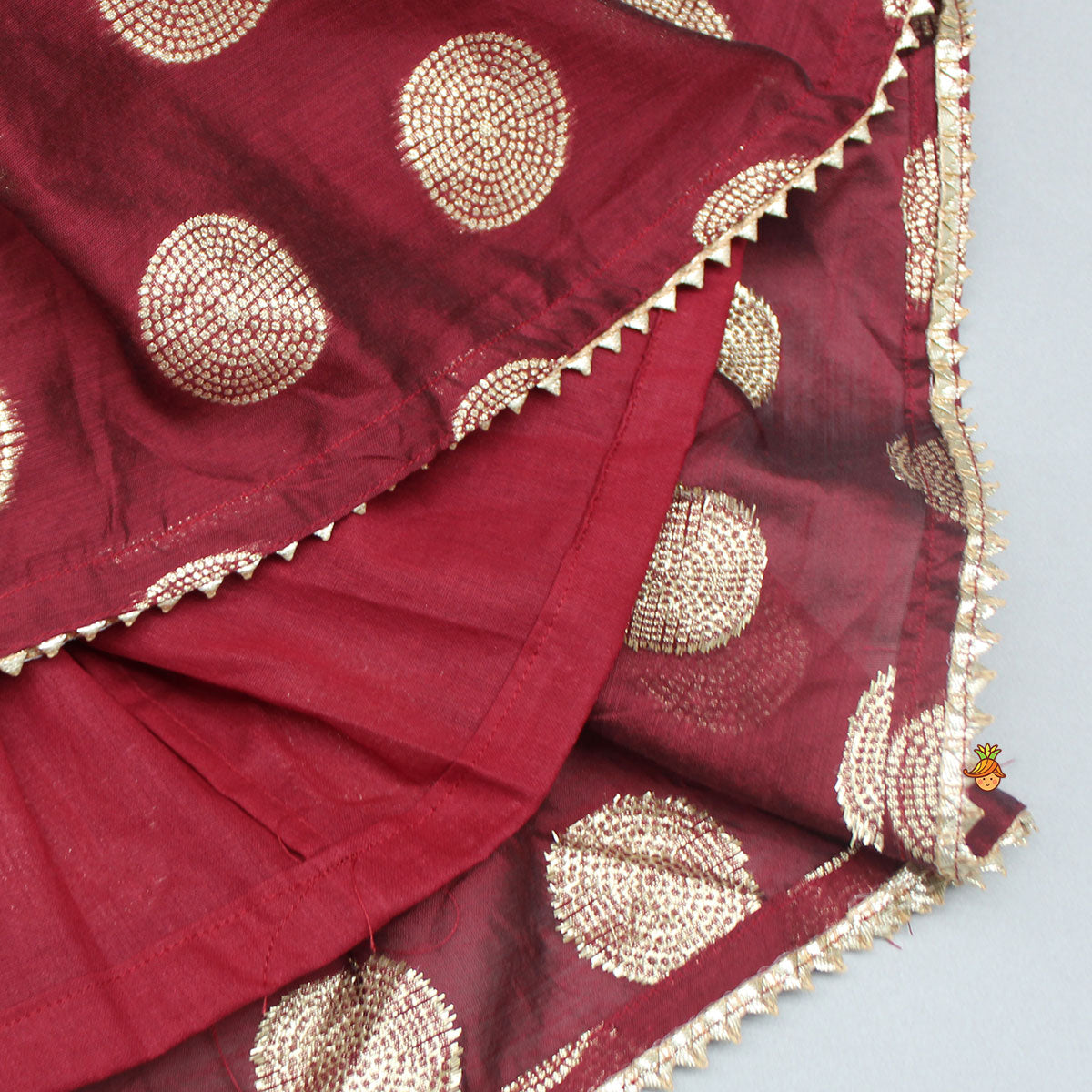 Chanderi Embroidered Maroon Peplum Top With Lehenga