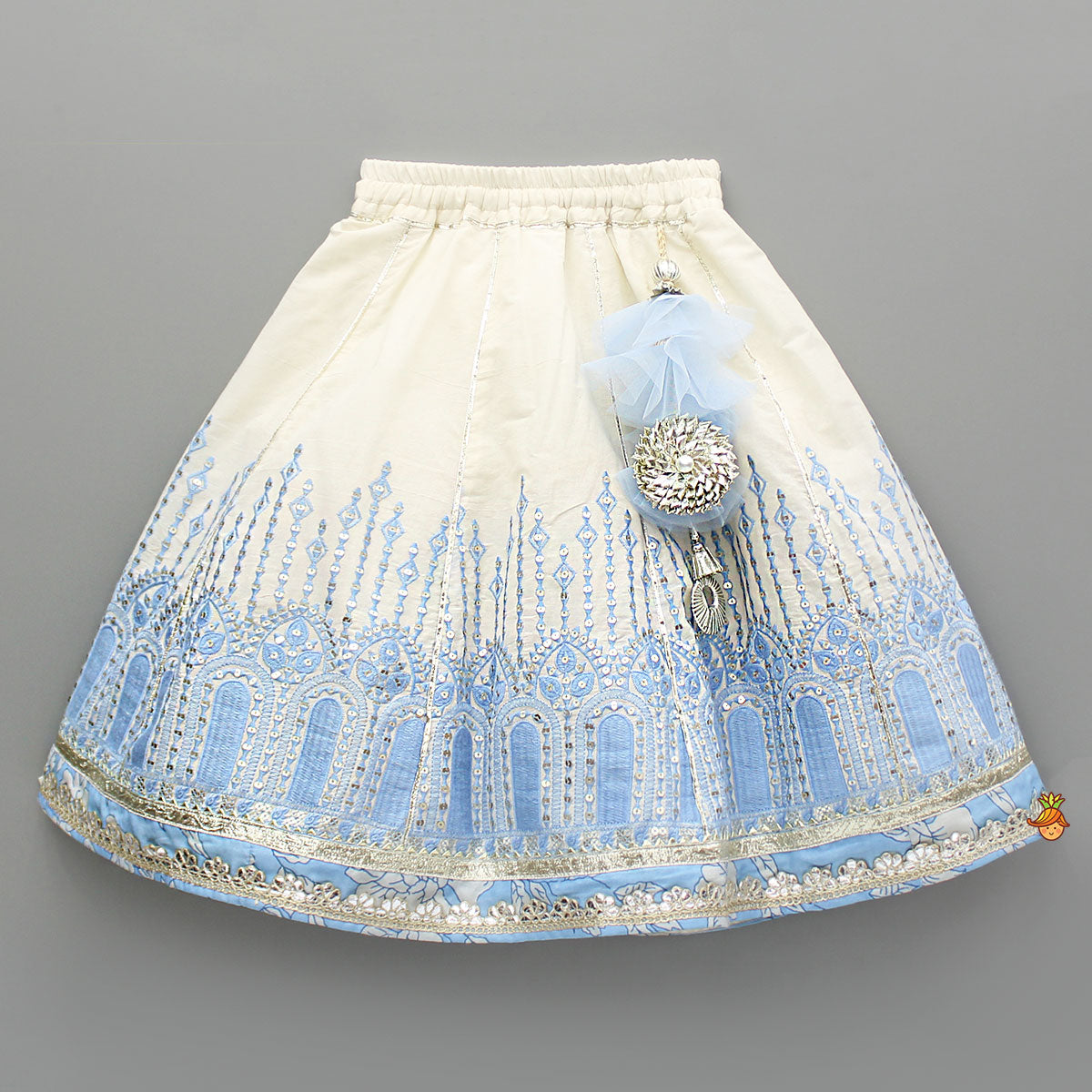 Embroidered Top With Lehenga And Dupatta