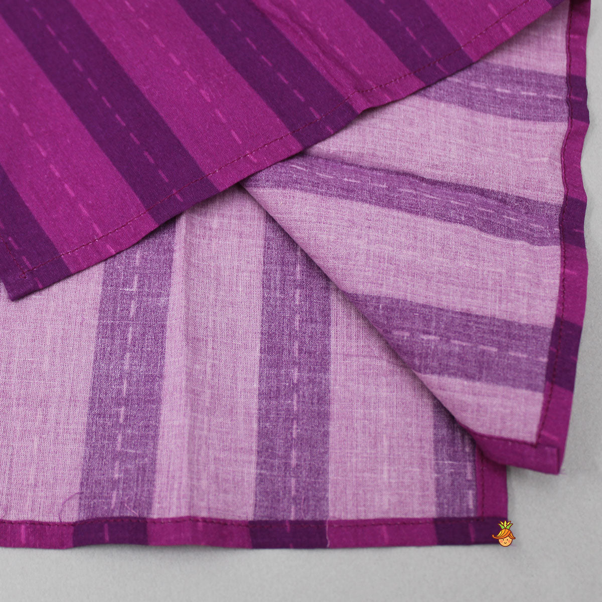 Purple Stripe Kurta And Checks Printed Churidar