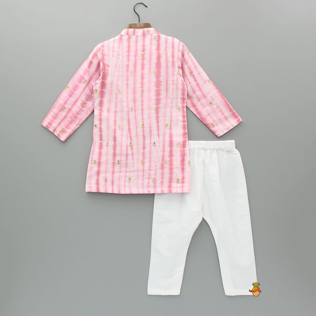 Pink Printed Embroidered Kurta With Pyjama