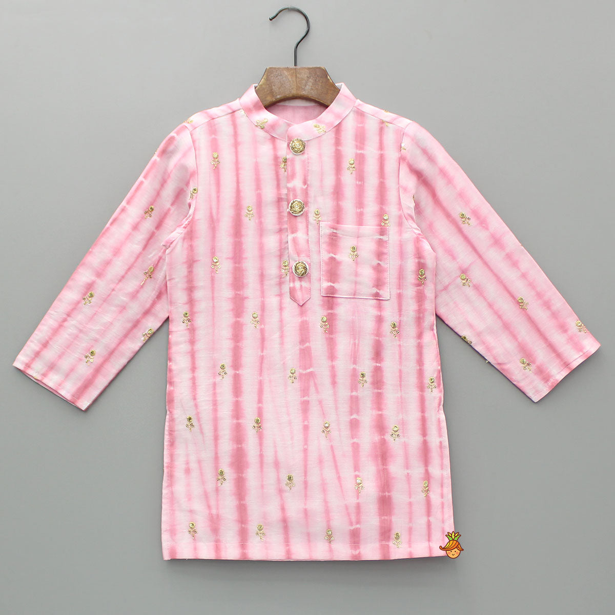 Pink Printed Embroidered Kurta With Pyjama