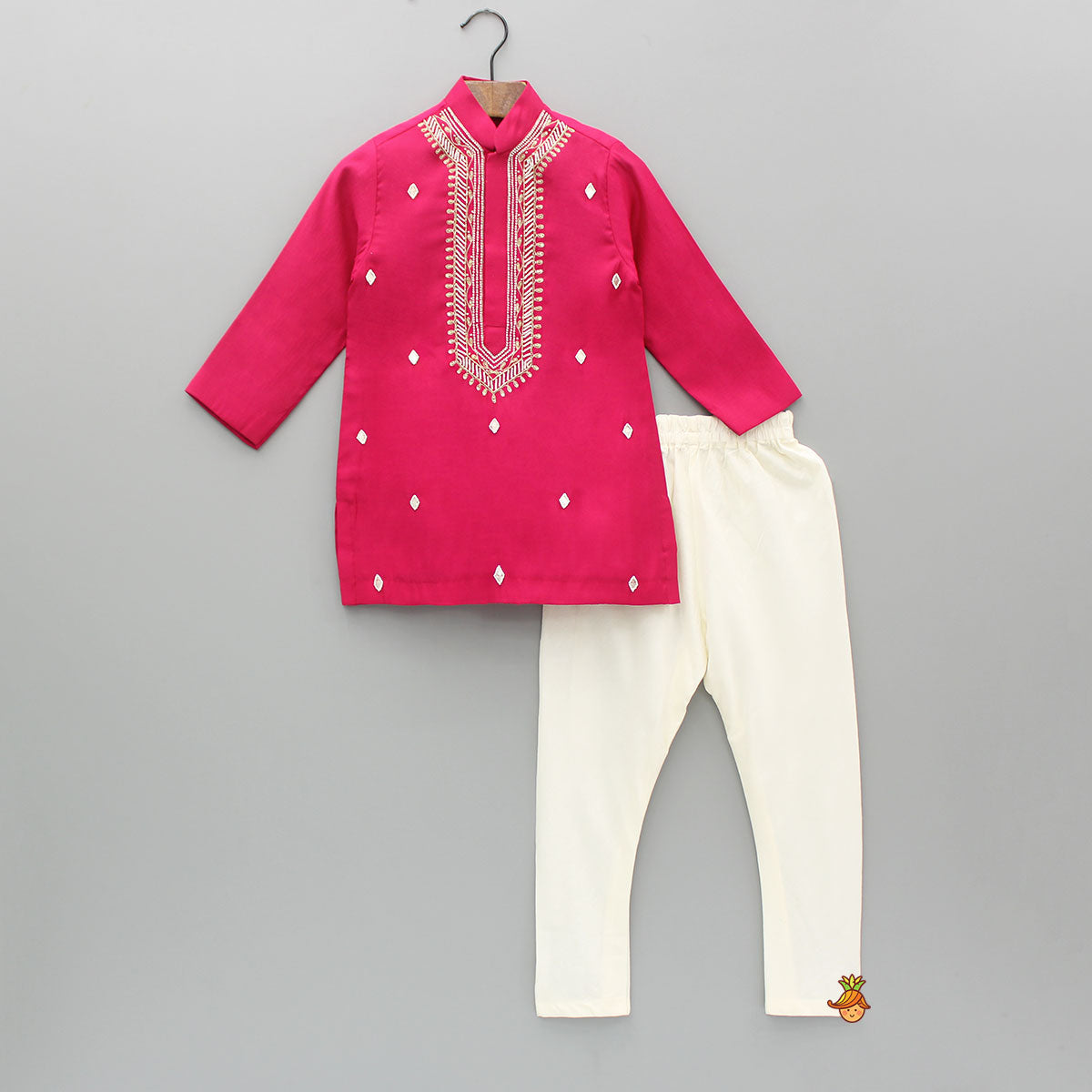 Embroidered Pink Kurta With Churidar