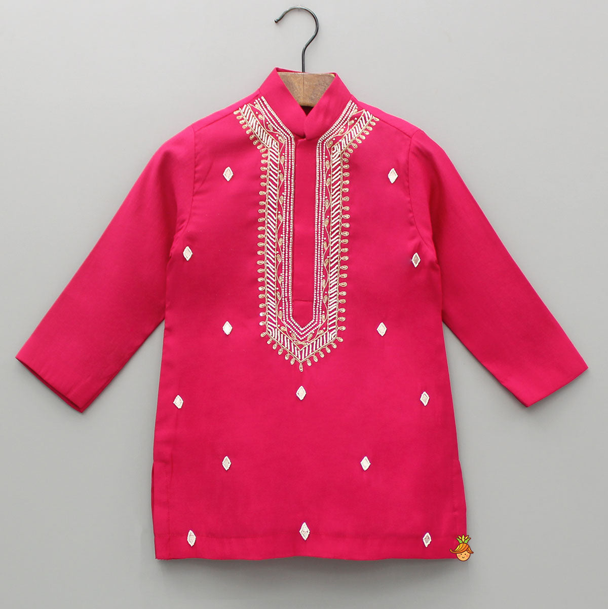 Embroidered Pink Kurta With Churidar